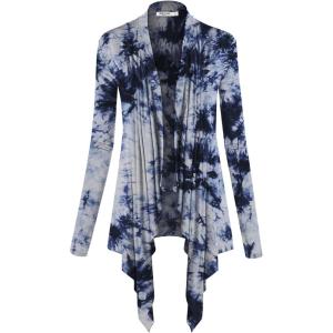 imageLock and Love Womens Draped Front Open Asymmetrical Cardigan  Casual Long Sleeve Lightweight DusterWsk1072whitenavy