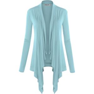 imageLock and Love Womens Draped Front Open Asymmetrical Cardigan  Casual Long Sleeve Lightweight DusterWsk849aqua