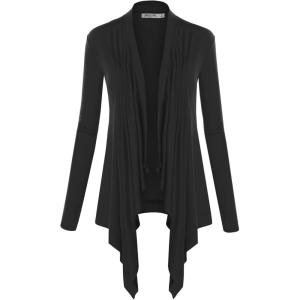 imageLock and Love Womens Draped Front Open Asymmetrical Cardigan  Casual Long Sleeve Lightweight DusterWsk849black