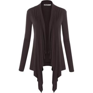 imageLock and Love Womens Draped Front Open Asymmetrical Cardigan  Casual Long Sleeve Lightweight DusterWsk849brown