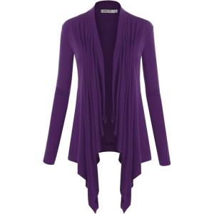imageLock and Love Womens Draped Front Open Asymmetrical Cardigan  Casual Long Sleeve Lightweight DusterWsk849darkpurple
