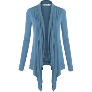imageLock and Love Womens Draped Front Open Asymmetrical Cardigan  Casual Long Sleeve Lightweight DusterWsk849denim