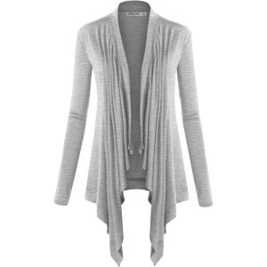 imageLock and Love Womens Draped Front Open Asymmetrical Cardigan  Casual Long Sleeve Lightweight DusterWsk849heathergrey