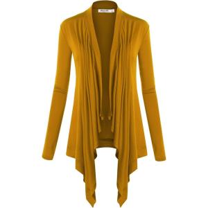 imageLock and Love Womens Draped Front Open Asymmetrical Cardigan  Casual Long Sleeve Lightweight DusterWsk849mustard