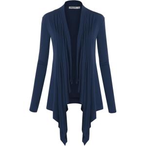 imageLock and Love Womens Draped Front Open Asymmetrical Cardigan  Casual Long Sleeve Lightweight DusterWsk849navy