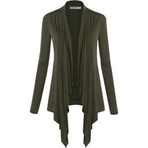 imageLock and Love Womens Draped Front Open Asymmetrical Cardigan  Casual Long Sleeve Lightweight DusterWsk849olive