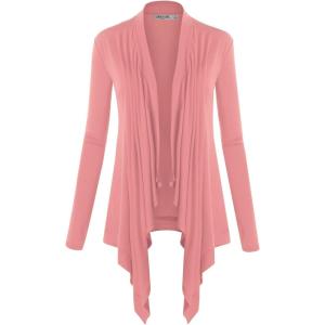 imageLock and Love Womens Draped Front Open Asymmetrical Cardigan  Casual Long Sleeve Lightweight DusterWsk849pink