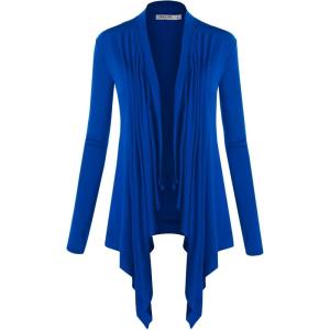 imageLock and Love Womens Draped Front Open Asymmetrical Cardigan  Casual Long Sleeve Lightweight DusterWsk849royalbrite