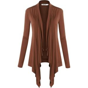 imageLock and Love Womens Draped Front Open Asymmetrical Cardigan  Casual Long Sleeve Lightweight DusterWsk849rust