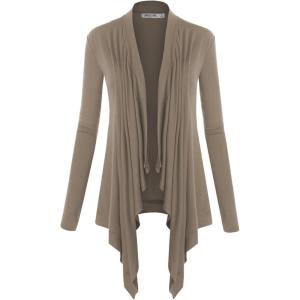 imageLock and Love Womens Draped Front Open Asymmetrical Cardigan  Casual Long Sleeve Lightweight DusterWsk849taupe