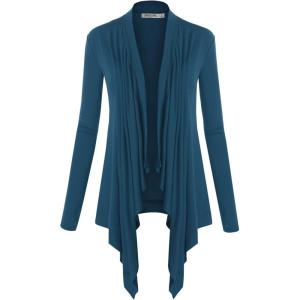 imageLock and Love Womens Draped Front Open Asymmetrical Cardigan  Casual Long Sleeve Lightweight DusterWsk849teal