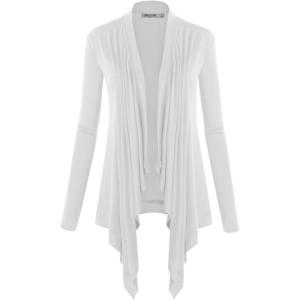 imageLock and Love Womens Draped Front Open Asymmetrical Cardigan  Casual Long Sleeve Lightweight DusterWsk849white