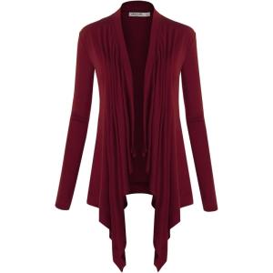 imageLock and Love Womens Draped Front Open Asymmetrical Cardigan  Casual Long Sleeve Lightweight DusterWsk849wine