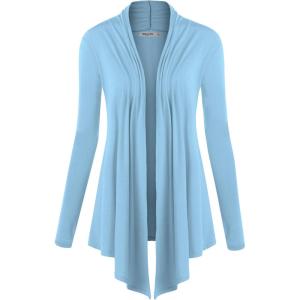 imageLock and Love Womens Draped Front Open Asymmetrical Cardigan  Casual Long Sleeve Lightweight DusterWsk850aqua