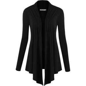 imageLock and Love Womens Draped Front Open Asymmetrical Cardigan  Casual Long Sleeve Lightweight DusterWsk850black