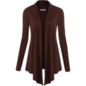 imageLock and Love Womens Draped Front Open Asymmetrical Cardigan  Casual Long Sleeve Lightweight DusterWsk850brown