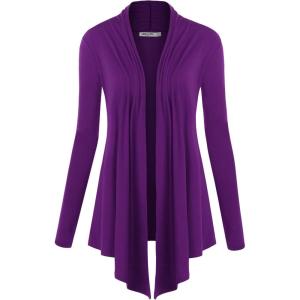 imageLock and Love Womens Draped Front Open Asymmetrical Cardigan  Casual Long Sleeve Lightweight DusterWsk850darkpurple