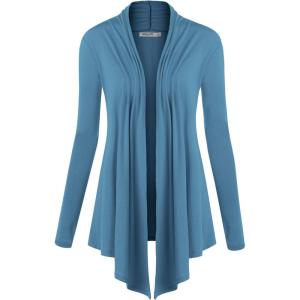 imageLock and Love Womens Draped Front Open Asymmetrical Cardigan  Casual Long Sleeve Lightweight DusterWsk850denim