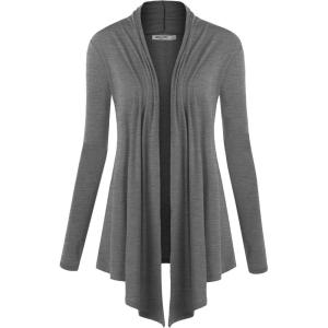 imageLock and Love Womens Draped Front Open Asymmetrical Cardigan  Casual Long Sleeve Lightweight DusterWsk850heatherdarkgrey