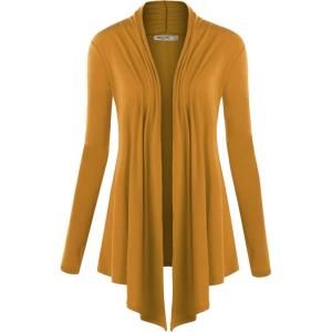 imageLock and Love Womens Draped Front Open Asymmetrical Cardigan  Casual Long Sleeve Lightweight DusterWsk850mustard