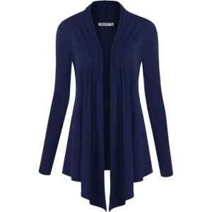 imageLock and Love Womens Draped Front Open Asymmetrical Cardigan  Casual Long Sleeve Lightweight DusterWsk850navy
