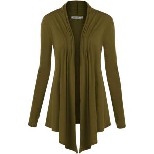 imageLock and Love Womens Draped Front Open Asymmetrical Cardigan  Casual Long Sleeve Lightweight DusterWsk850olive