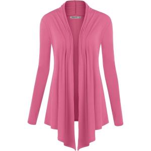imageLock and Love Womens Draped Front Open Asymmetrical Cardigan  Casual Long Sleeve Lightweight DusterWsk850pink