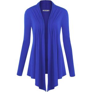 imageLock and Love Womens Draped Front Open Asymmetrical Cardigan  Casual Long Sleeve Lightweight DusterWsk850royalbrite