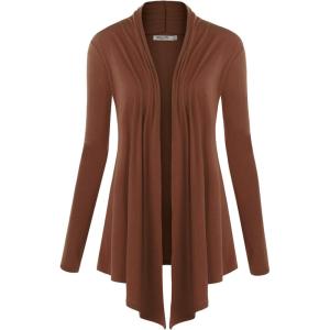 imageLock and Love Womens Draped Front Open Asymmetrical Cardigan  Casual Long Sleeve Lightweight DusterWsk850rust