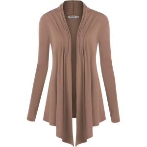 imageLock and Love Womens Draped Front Open Asymmetrical Cardigan  Casual Long Sleeve Lightweight DusterWsk850taupe