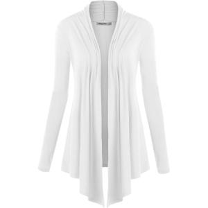 imageLock and Love Womens Draped Front Open Asymmetrical Cardigan  Casual Long Sleeve Lightweight DusterWsk850white