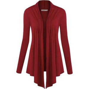imageLock and Love Womens Draped Front Open Asymmetrical Cardigan  Casual Long Sleeve Lightweight DusterWsk850wine