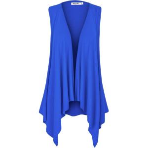 imageLock and Love Womens Sleeveless PrintSolid Draped Open Front Cardigan Vest Asymmetric Hem Plus SizeWsk1071royalbrite