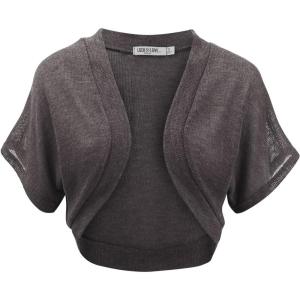imageLock and Love Womens Versatile Open Front Lightweight Short Sleeve Bolero ShrugWsk1529charcoal