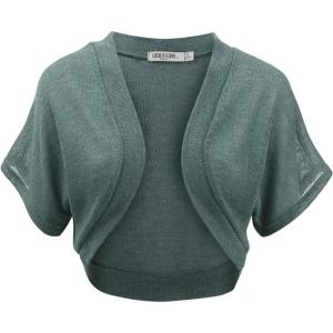 imageLock and Love Womens Versatile Open Front Lightweight Short Sleeve Bolero ShrugWsk1529huntergreen