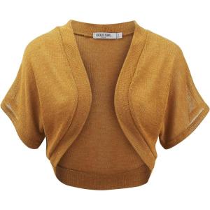imageLock and Love Womens Versatile Open Front Lightweight Short Sleeve Bolero ShrugWsk1529mustard