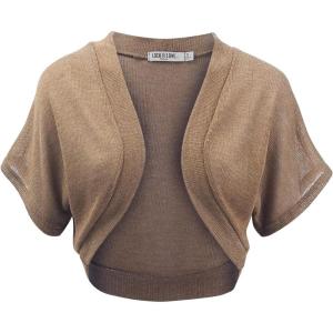 imageLock and Love Womens Versatile Open Front Lightweight Short Sleeve Bolero ShrugWsk1529taupe