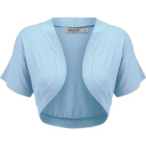 imageLock and Love Womens Versatile Open Front Lightweight Short Sleeve Bolero ShrugWsk1785aqua