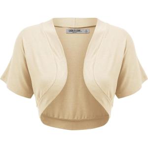 imageLock and Love Womens Versatile Open Front Lightweight Short Sleeve Bolero ShrugWsk1785cream