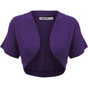 imageLock and Love Womens Versatile Open Front Lightweight Short Sleeve Bolero ShrugWsk1785darkpurple