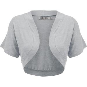 imageLock and Love Womens Versatile Open Front Lightweight Short Sleeve Bolero ShrugWsk1785heathergrey