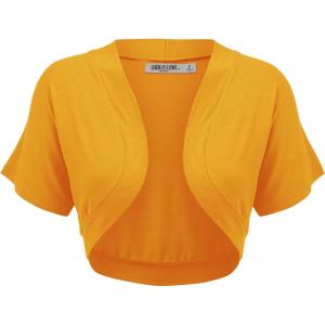 imageLock and Love Womens Versatile Open Front Lightweight Short Sleeve Bolero ShrugWsk1785mustard