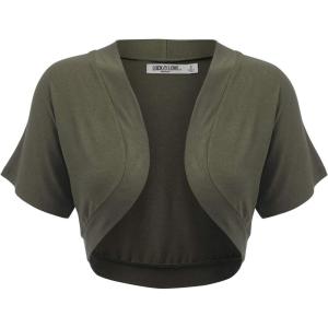 imageLock and Love Womens Versatile Open Front Lightweight Short Sleeve Bolero ShrugWsk1785olive
