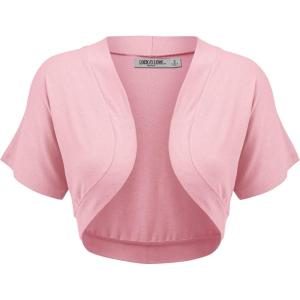 imageLock and Love Womens Versatile Open Front Lightweight Short Sleeve Bolero ShrugWsk1785pink
