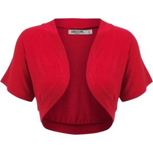 imageLock and Love Womens Versatile Open Front Lightweight Short Sleeve Bolero ShrugWsk1785red
