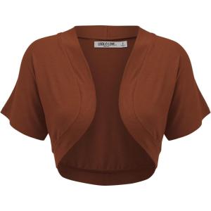imageLock and Love Womens Versatile Open Front Lightweight Short Sleeve Bolero ShrugWsk1785rust