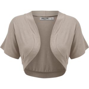 imageLock and Love Womens Versatile Open Front Lightweight Short Sleeve Bolero ShrugWsk1785taupe