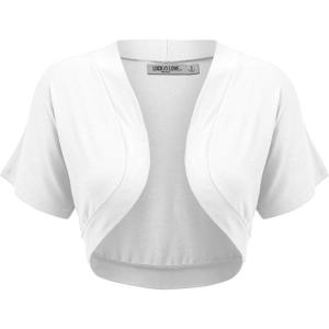 imageLock and Love Womens Versatile Open Front Lightweight Short Sleeve Bolero ShrugWsk1785white