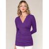 imageLock and Love Womens 34 Sleeve Cross Front Wrapped V Neck Top S3XLWt1255darkpurple