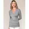 imageLock and Love Womens 34 Sleeve Cross Front Wrapped V Neck Top S3XLWt1255heathergrey